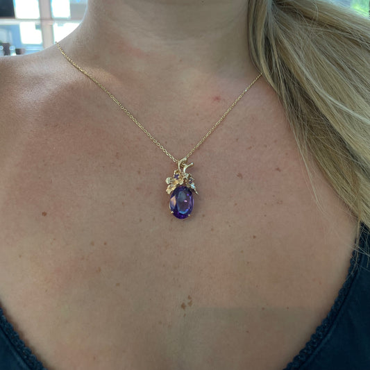 Amethyst Leaf Necklace