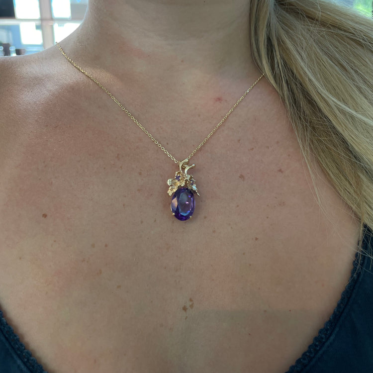 Amethyst Leaf Necklace