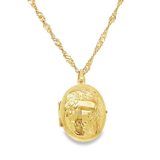 24 Inch Oval Carved Locket Necklace