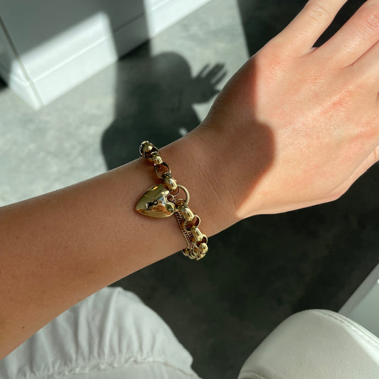 Heart Lock Chunky Link Bracelet