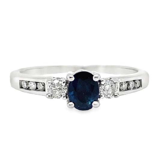 Sapphire & Diamond Three Stone Ring