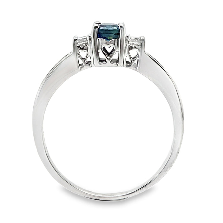 Sapphire & Diamond Three Stone Ring