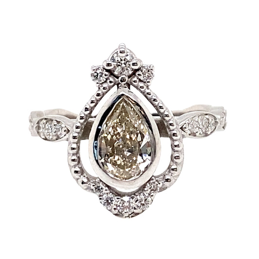 Bezel Set Pear Champagne Diamond Ring