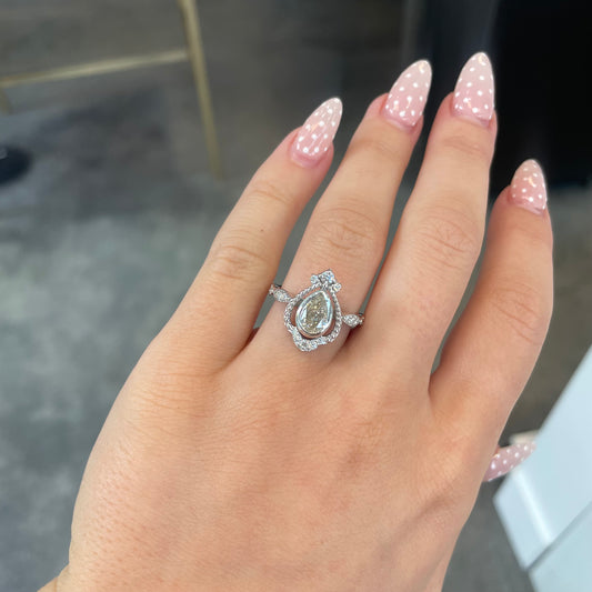 Bezel Set Pear Champagne Diamond Ring