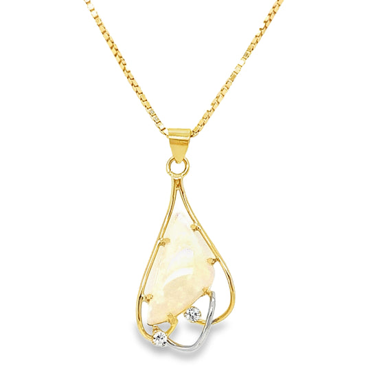 Two Tone Opal & Diamond Necklace