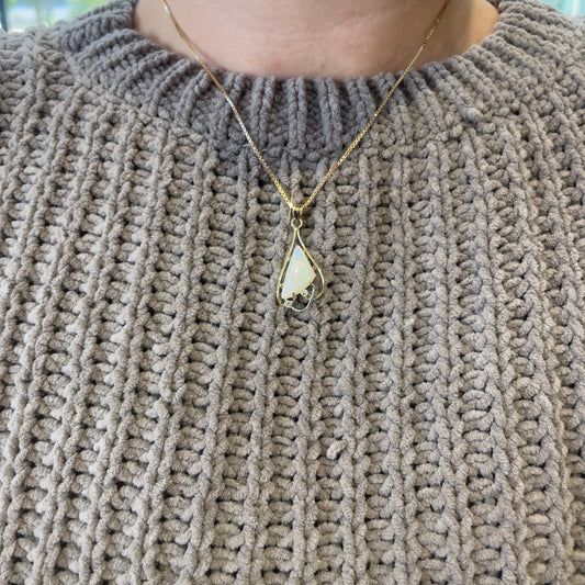 Two Tone Opal & Diamond Necklace