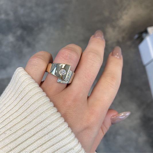 Two Tone Geometric Diamond Ring