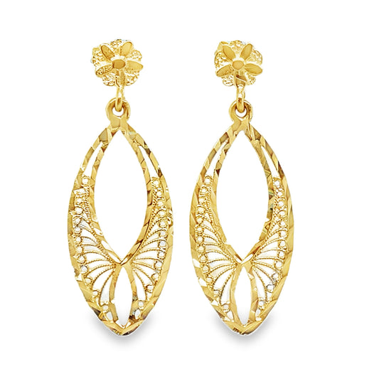 Diamond Cut Filigree Drop Earrings
