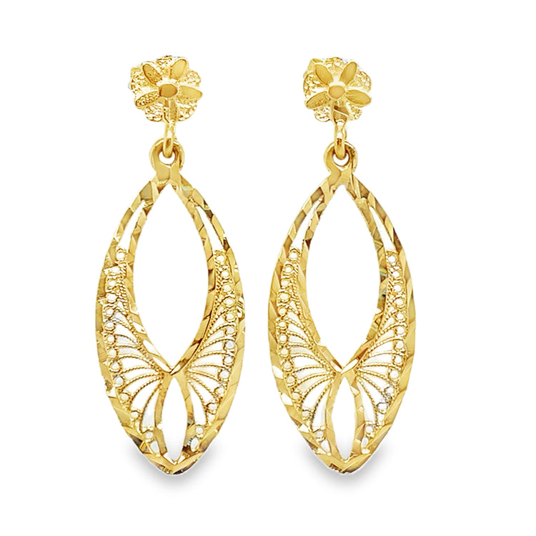 Diamond Cut Filigree Drop Earrings
