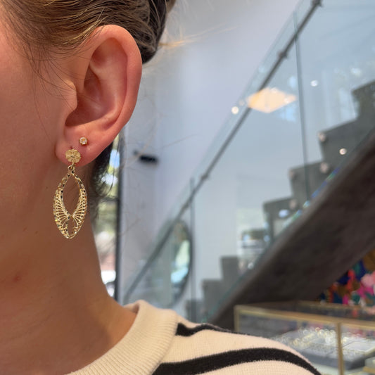 Diamond Cut Filigree Drop Earrings