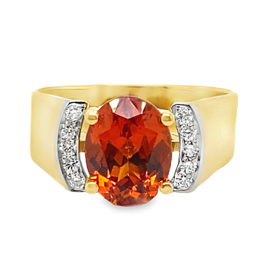 Orange Garnet & Diamond Ring