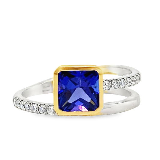 Tanzanite & Diamond Bezel Ring