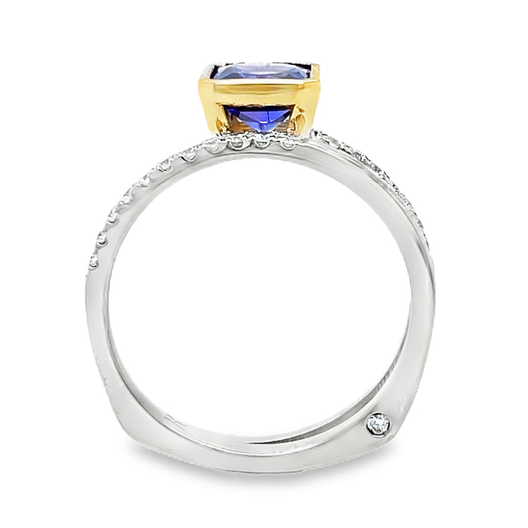 Tanzanite & Diamond Bezel Ring