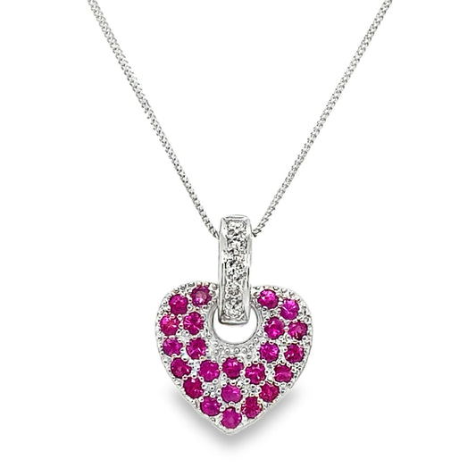 Red Topaz & Diamond Heart Necklace