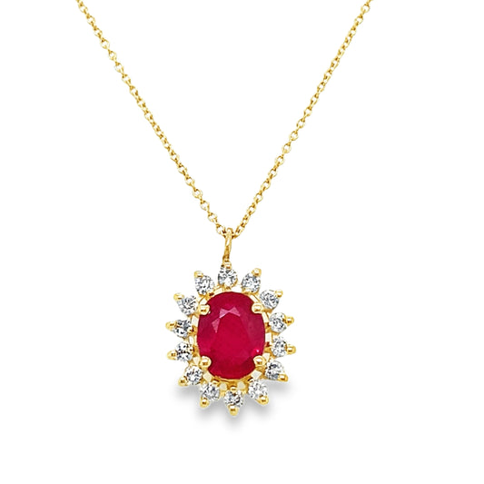 Ruby & Diamond Necklace on Adjustable Chain