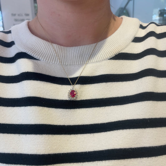 Ruby & Diamond Necklace on Adjustable Chain