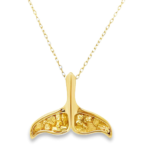 Gold Nugget Whale Tail Necklace