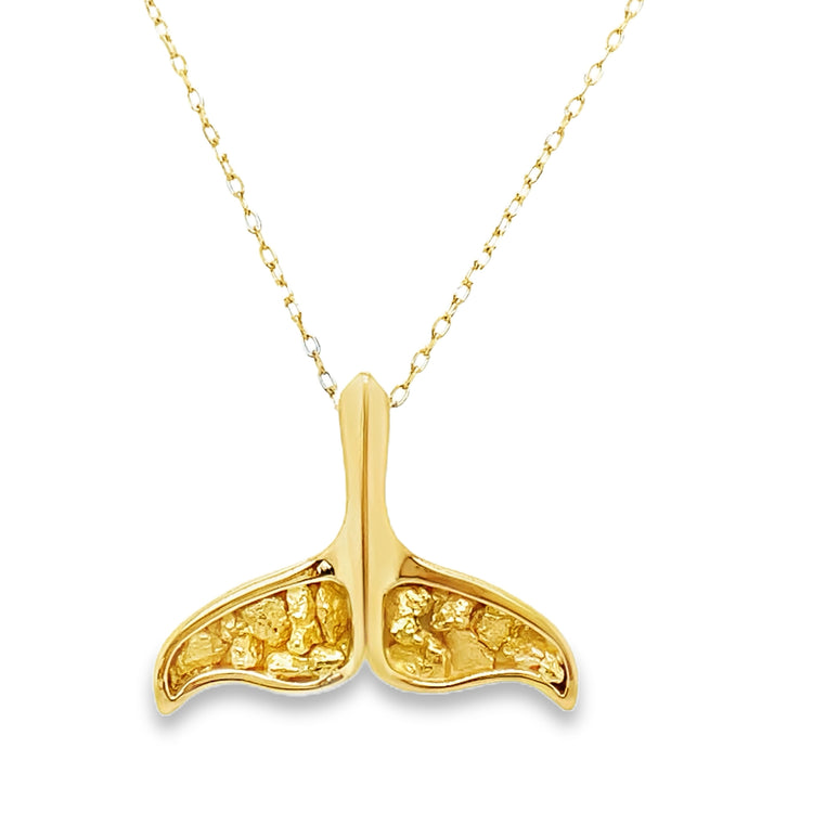 Gold Nugget Whale Tail Necklace