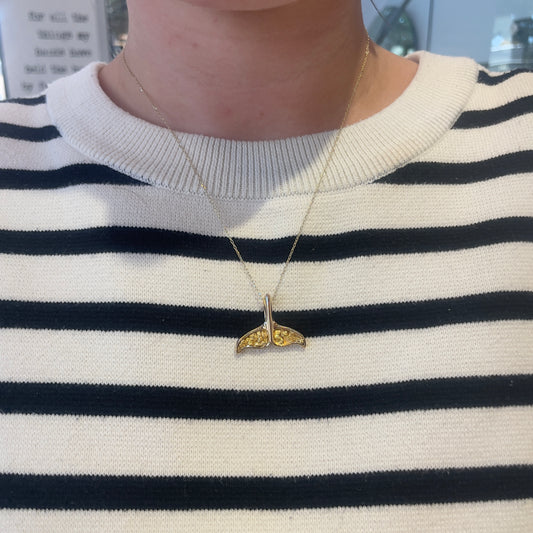 Gold Nugget Whale Tail Necklace