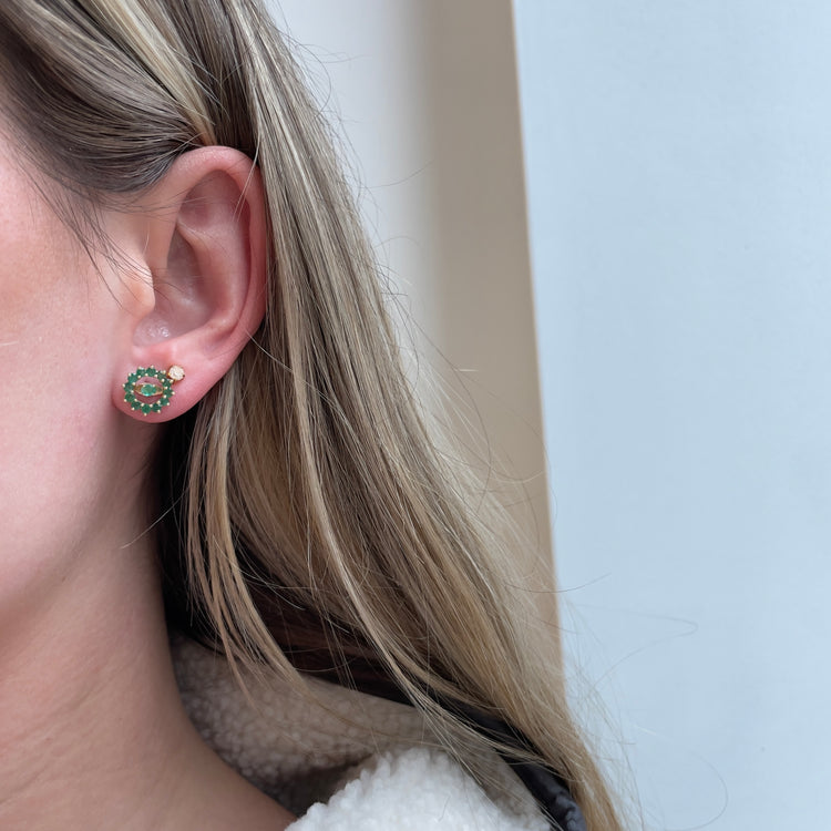 Mini Emerald Studs & Halo Jackets