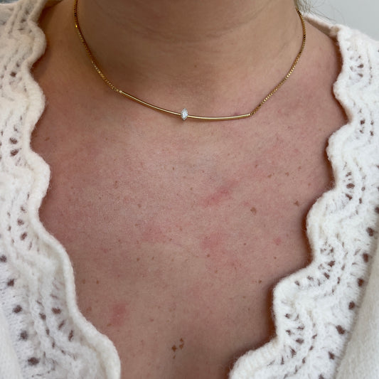 Marquise Diamond Bar Necklace