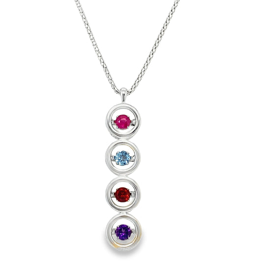 Gemstone Circles Necklace with Adjustable Chain