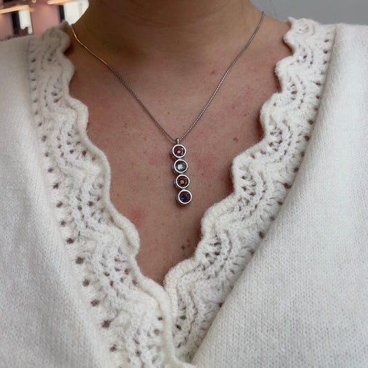 Gemstone Circles Necklace with Adjustable Chain