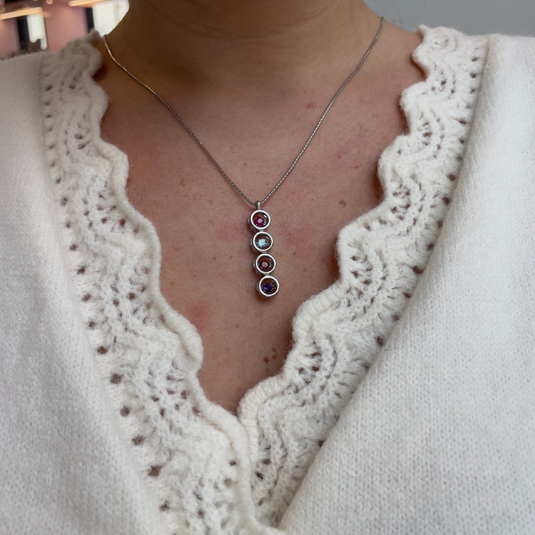 Gemstone Circles Necklace with Adjustable Chain