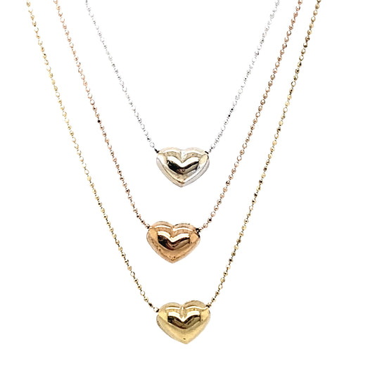 Tri Gold Triple Layer Heart Necklace