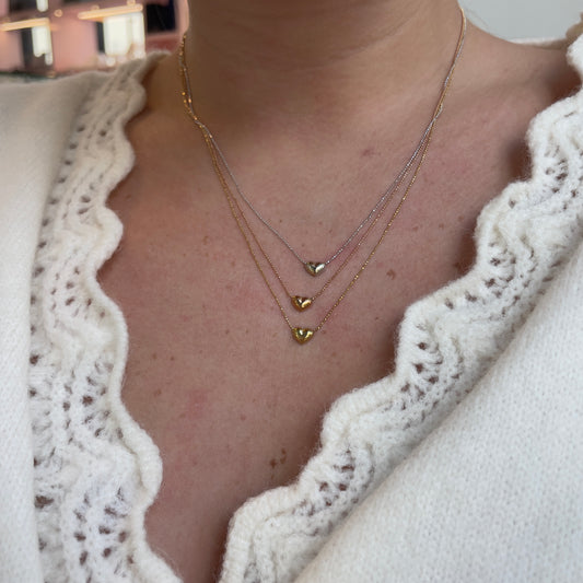 Tri Gold Triple Layer Heart Necklace