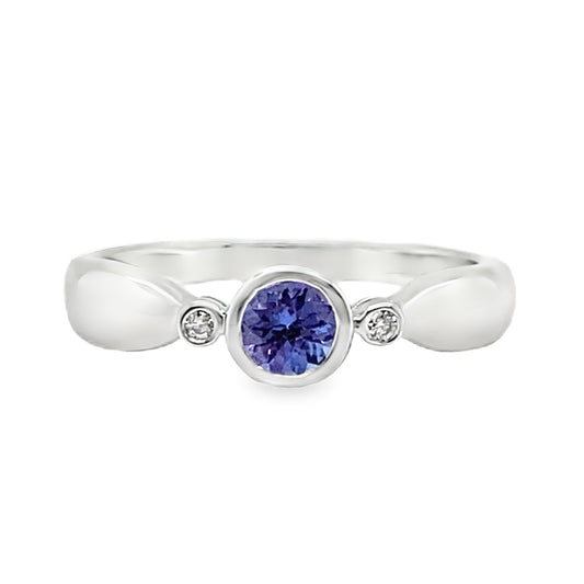 Bezel Set Tanzanite & Diamond Ring