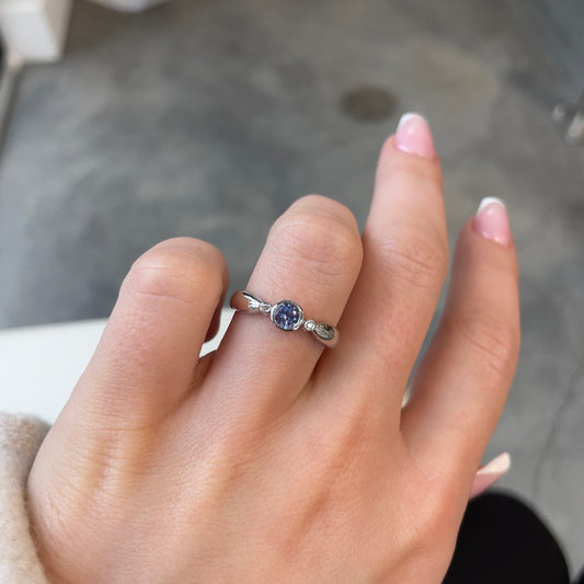 Bezel Set Tanzanite & Diamond Ring