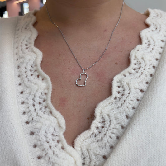 Asymmetrical Diamond Heart Necklace