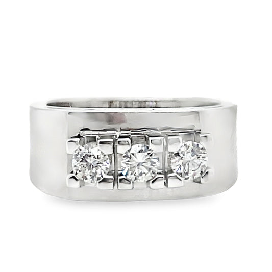 Wide Three Stone Diamond Ring