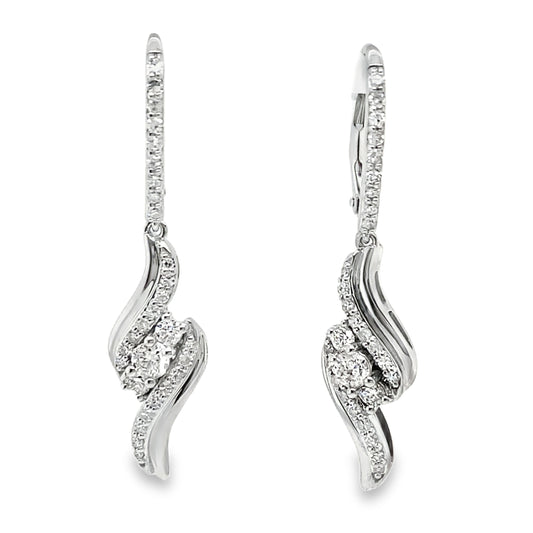 Swirl Drop Diamond Earrings