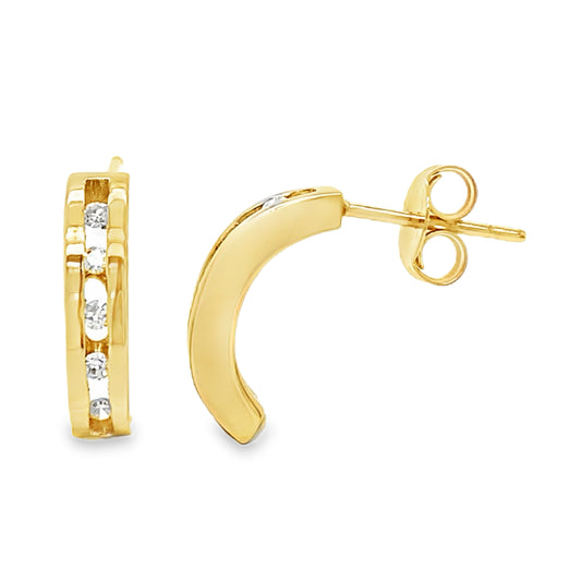 Curved Diamond Drop Earrings