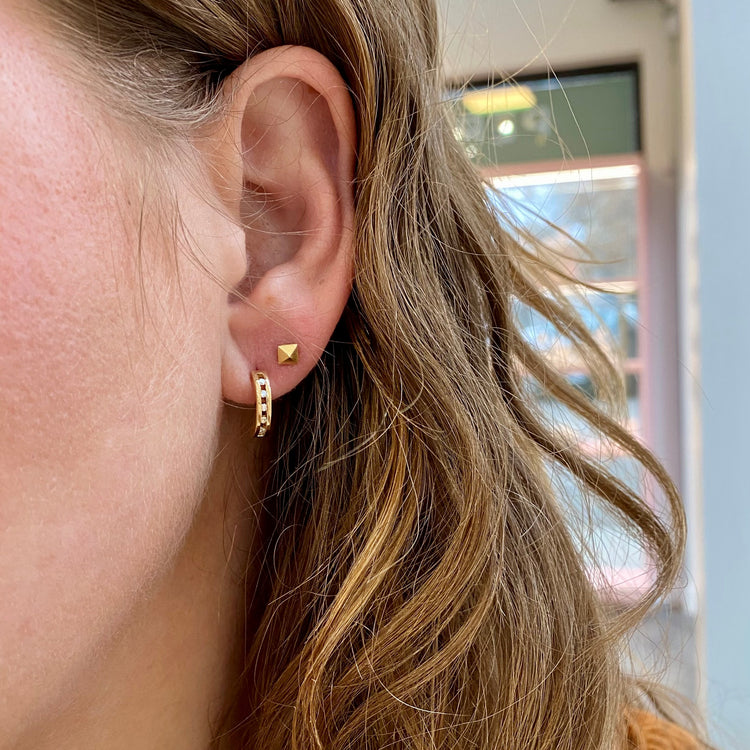 Curved Diamond Drop Earrings