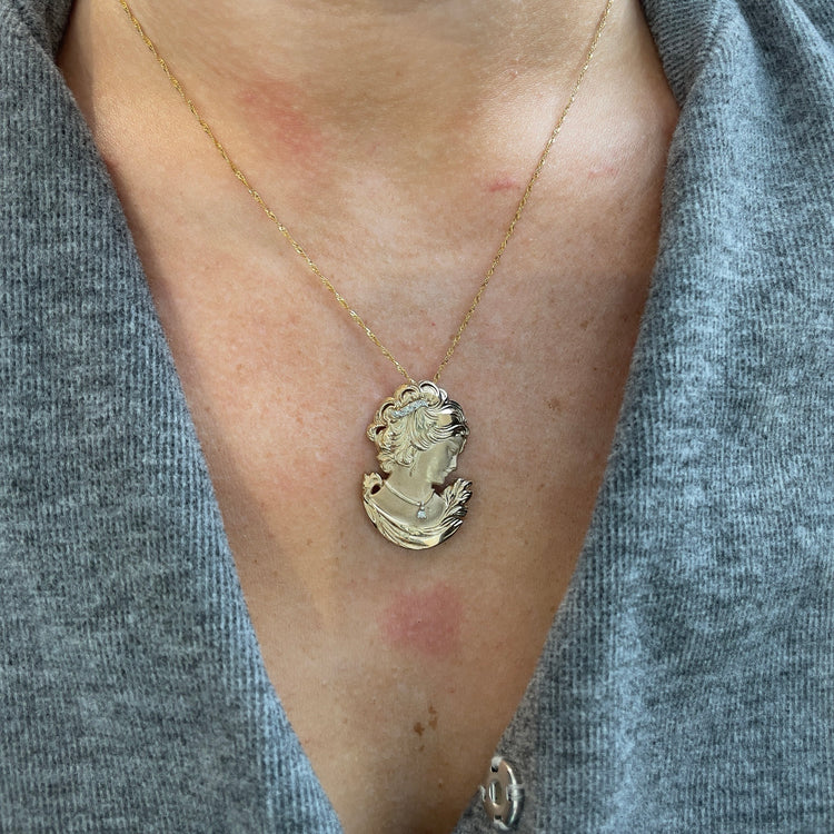 Gold & Diamond Cameo Necklace