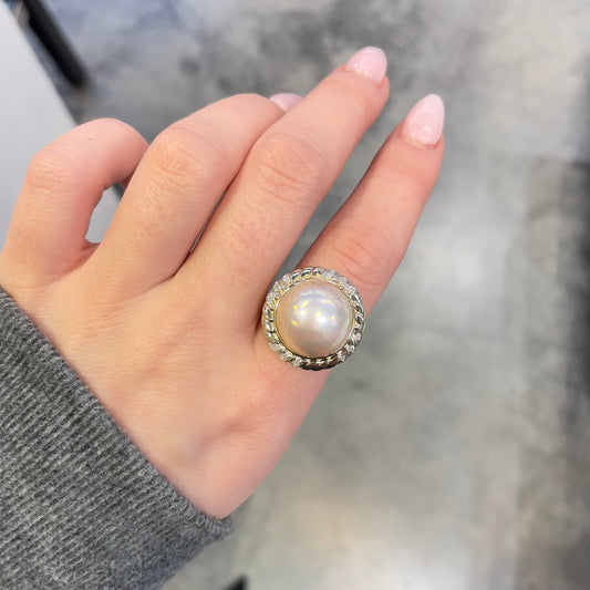 Mabe Pearl & Diamond Cocktail Ring