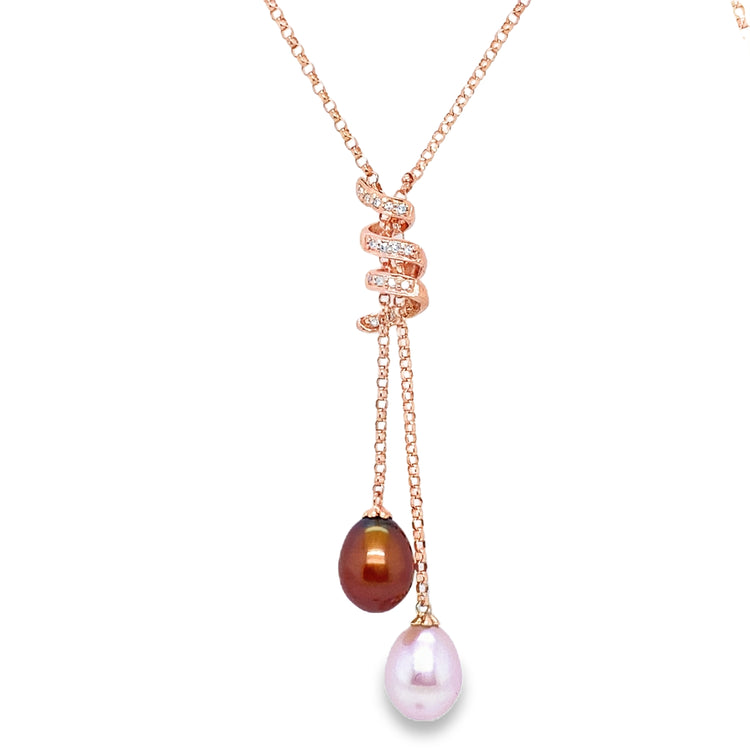 Pearl & Diamond Lariat Necklace
