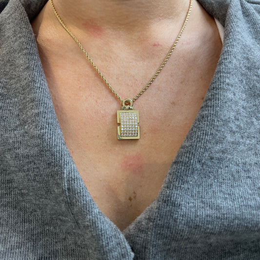 Diamond Pave Necklace on Rope Chain