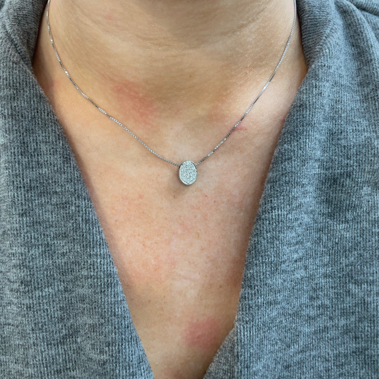 Oval Pave Diamond Necklace