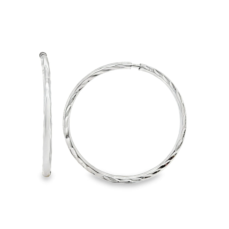 White Gold Faceted Sleeper Earrings