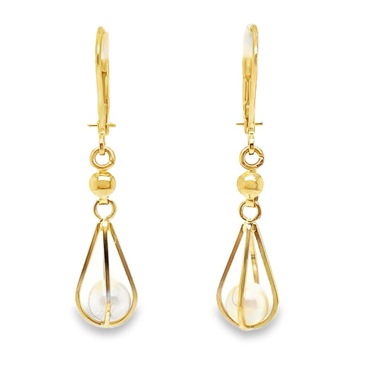 Pearl Cage Drop Earrings