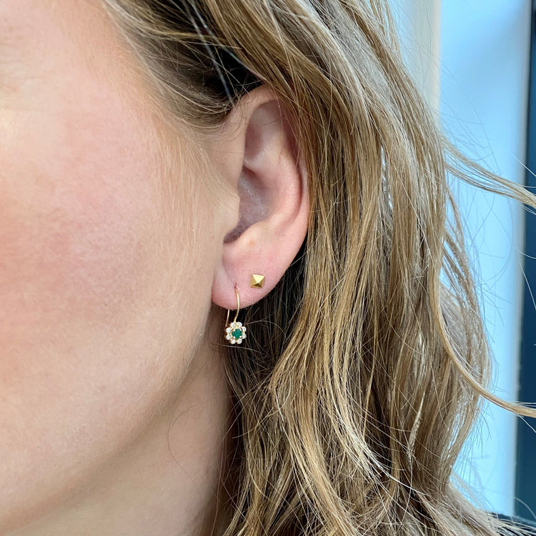 Emerald & Diamond Flower Earrings
