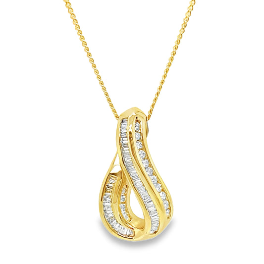 Baguette & Round Diamond Slide Pendant