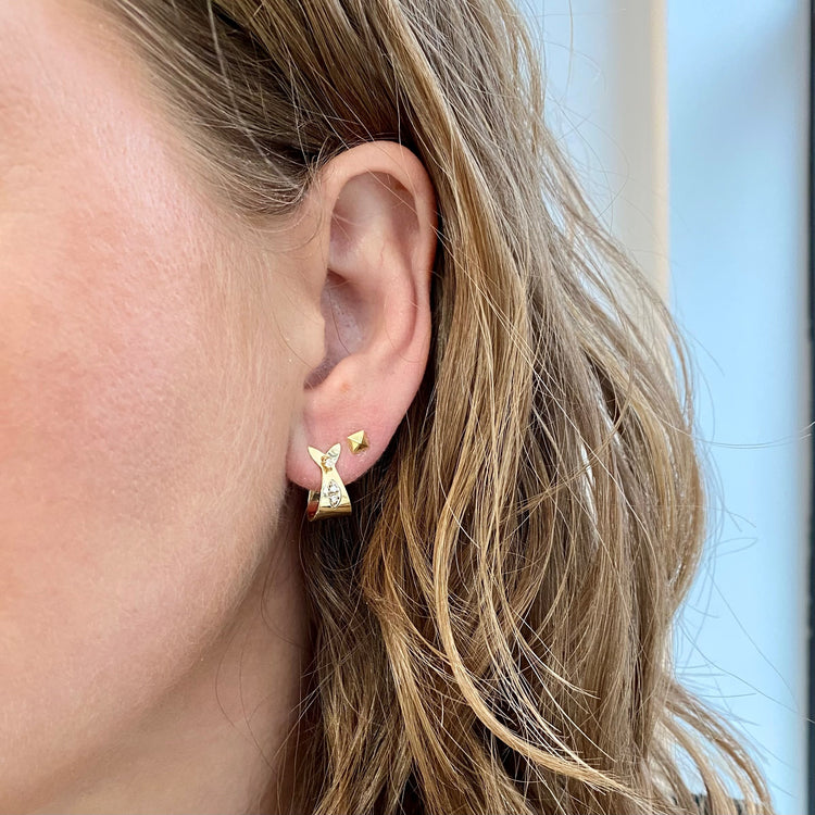 Whale Tail Diamond Jackets on Mini Diamond Studs