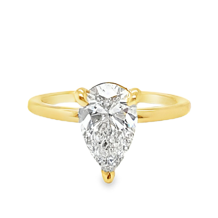 1.5CT Lab Grown Pear Solitaire Ring