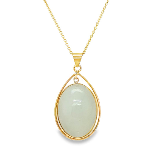 Oval Green Chalcedony Necklace