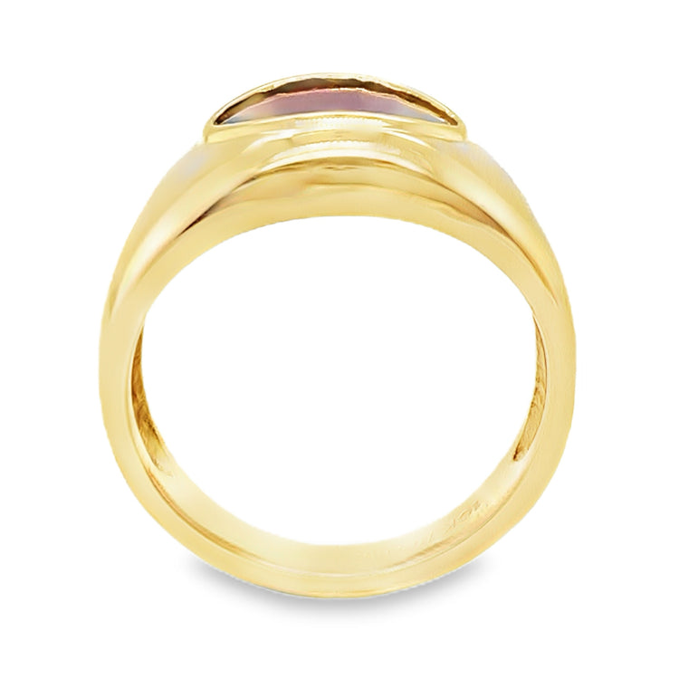 Wide Faceted Garnet Ring